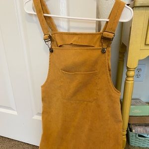 Yellow Overall corduroy dress